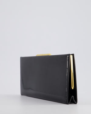 Saint Laurent Black Midnight Clutch in Patent Leather with Gold Hardware