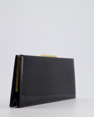 Saint Laurent Black Midnight Clutch in Patent Leather with Gold Hardware