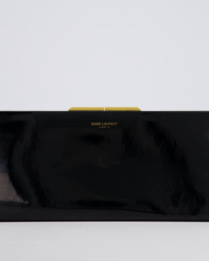 Saint Laurent Black Midnight Clutch in Patent Leather with Gold Hardware