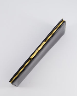 Saint Laurent Black Midnight Clutch in Patent Leather with Gold Hardware