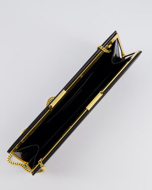 Saint Laurent Black Midnight Clutch in Patent Leather with Gold Hardware