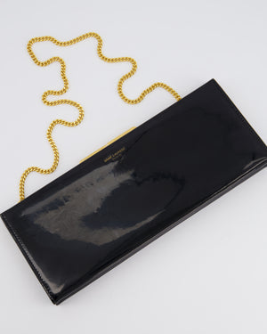 Saint Laurent Black Midnight Clutch in Patent Leather with Gold Hardware