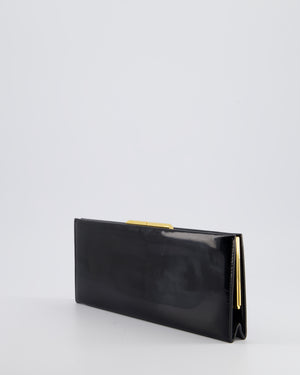 Saint Laurent Black Midnight Clutch in Patent Leather with Gold Hardware