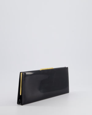 Saint Laurent Black Midnight Clutch in Patent Leather with Gold Hardware