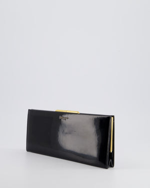 Saint Laurent Black Midnight Clutch in Patent Leather with Gold Hardware