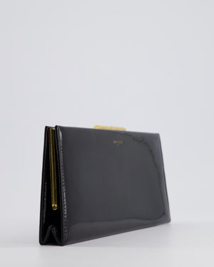 Saint Laurent Black Midnight Clutch in Patent Leather with Gold Hardware