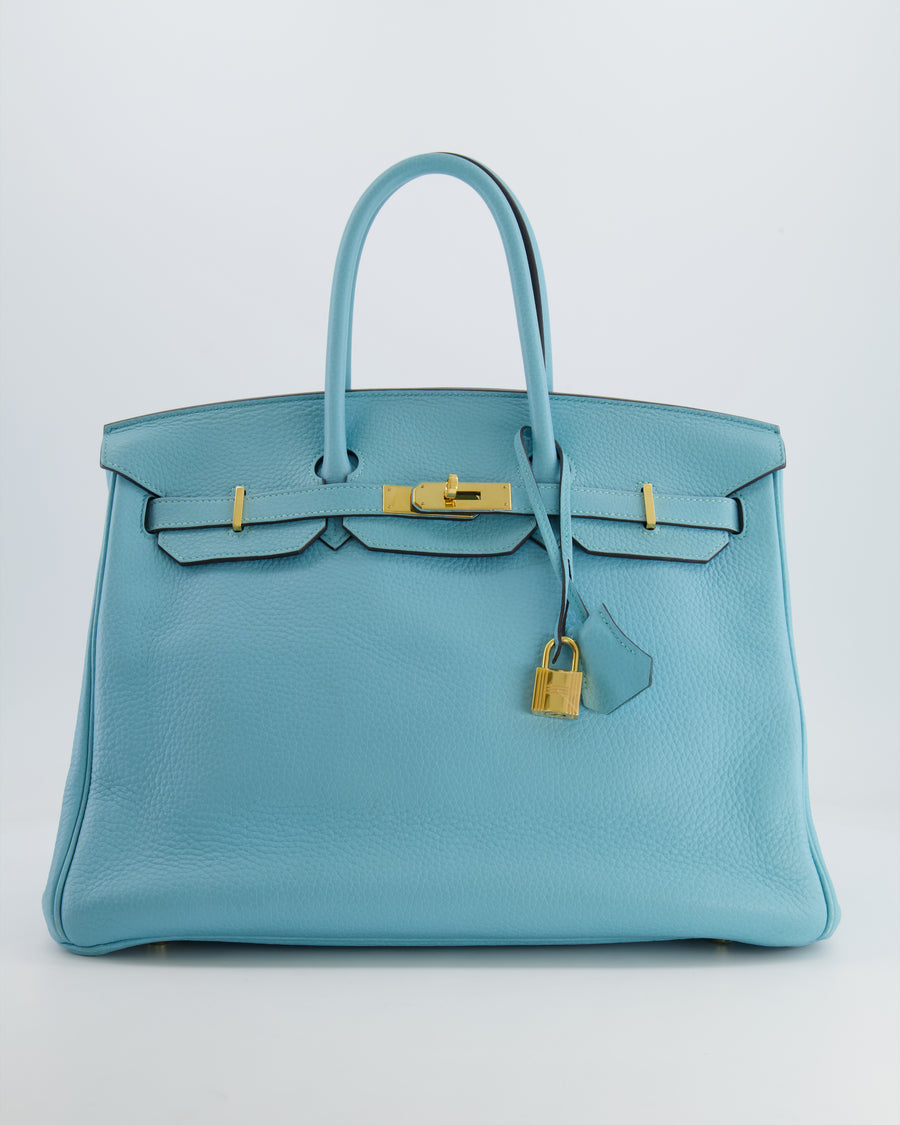 Hermès Birkin 35cm Bag in Bleu Atoll Clemence Leather with Gold Hardware