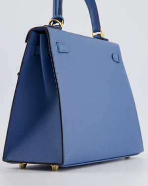 Hermès Kelly Sellier 25cm Bag in Bleu Brighton Epsom Leather with Gold Hardware