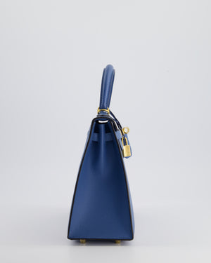 Hermès Kelly Sellier 25cm Bag in Bleu Brighton Epsom Leather with Gold Hardware