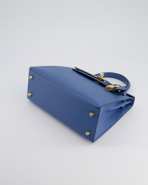 Hermès Kelly Sellier 25cm Bag in Bleu Brighton Epsom Leather with Gold Hardware