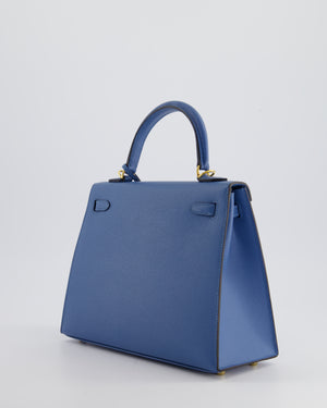 Hermès Kelly Sellier 25cm Bag in Bleu Brighton Epsom Leather with Gold Hardware