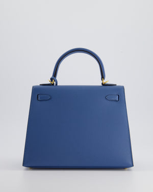 Hermès Kelly Sellier 25cm Bag in Bleu Brighton Epsom Leather with Gold Hardware