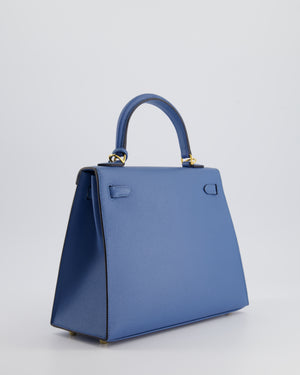 Hermès Kelly Sellier 25cm Bag in Bleu Brighton Epsom Leather with Gold Hardware