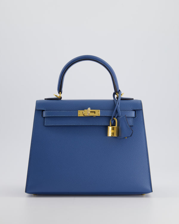 Hermès Kelly Sellier 25cm Bag in Bleu Brighton Epsom Leather with Gold Hardware