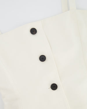 Christian Dior White Bustier Style Sleeveless Top with Button Details Size FR 38 (UK 10)