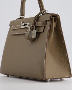 Hermès Kelly Sellier 25cm Bag in Etoupe Epsom Leather with Palladium Hardware