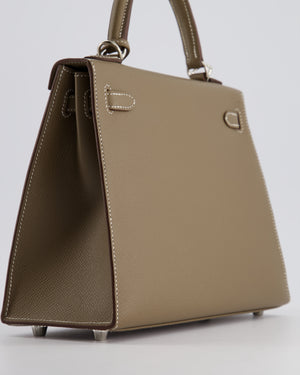 Hermès Kelly Sellier 25cm Bag in Etoupe Epsom Leather with Palladium Hardware