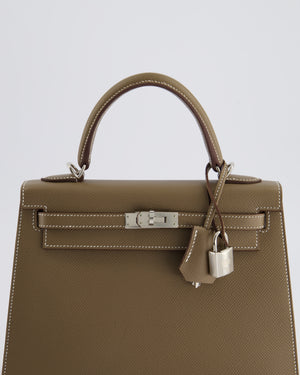 Hermès Kelly Sellier 25cm Bag in Etoupe Epsom Leather with Palladium Hardware