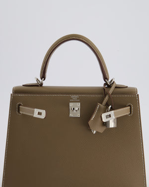 Hermès Kelly Sellier 25cm Bag in Etoupe Epsom Leather with Palladium Hardware