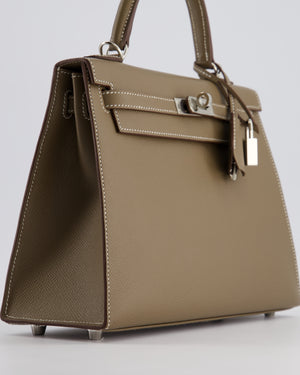 Hermès Kelly Sellier 25cm Bag in Etoupe Epsom Leather with Palladium Hardware