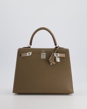 Hermès Kelly Sellier 25cm Bag in Etoupe Epsom Leather with Palladium Hardware