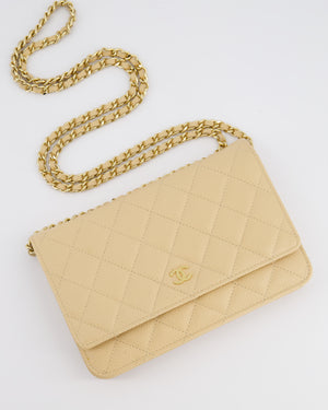 Chanel Beige Wallet on Chain Bag in Caviar Leather with Gold Hardware