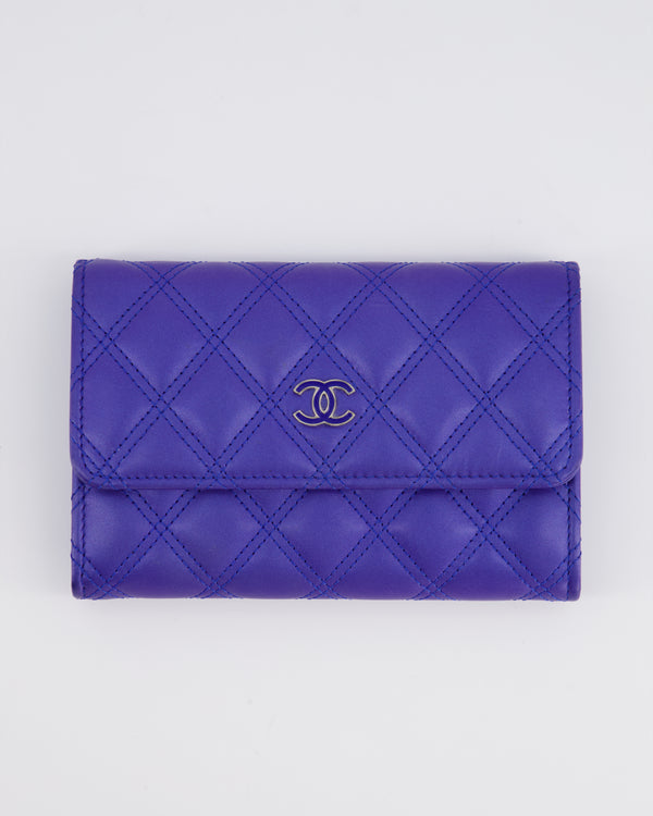 Chanel Pearlescent Blue Quilted Wallet with Blue Enamel CC Logo