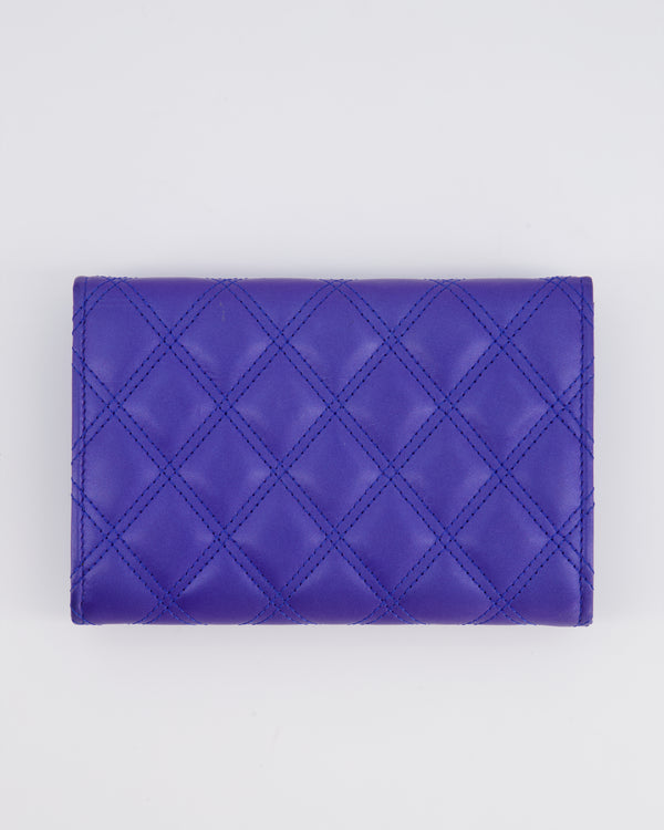 Chanel Pearlescent Blue Quilted Wallet with Blue Enamel CC Logo