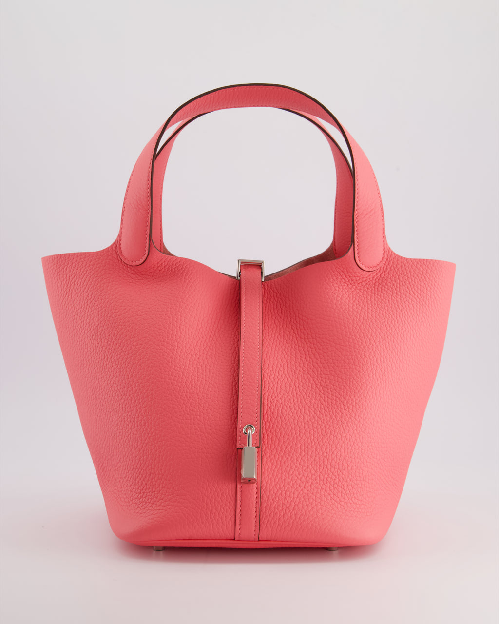 RARE Hermes Picotin Bag 22cm in Rose Azalee Clemence Leather with Pa Sellier