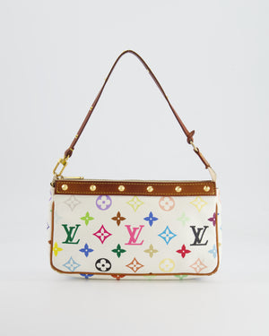 *FIRE PRICE* Louis Vuitton Takashi Murakami White and Multicolour Monogram Pochette Bag