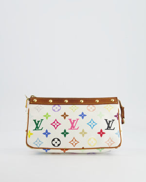 *FIRE PRICE* Louis Vuitton Takashi Murakami White and Multicolour Monogram Pochette Bag