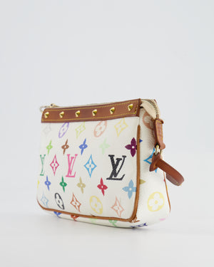 *FIRE PRICE* Louis Vuitton Takashi Murakami White and Multicolour Monogram Pochette Bag