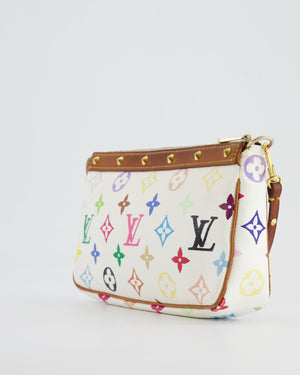 *FIRE PRICE* Louis Vuitton Takashi Murakami White and Multicolour Monogram Pochette Bag