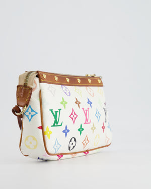 *FIRE PRICE* Louis Vuitton Takashi Murakami White and Multicolour Monogram Pochette Bag