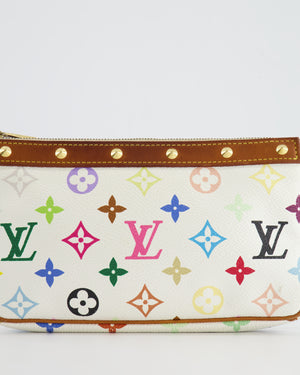 *FIRE PRICE* Louis Vuitton Takashi Murakami White and Multicolour Monogram Pochette Bag