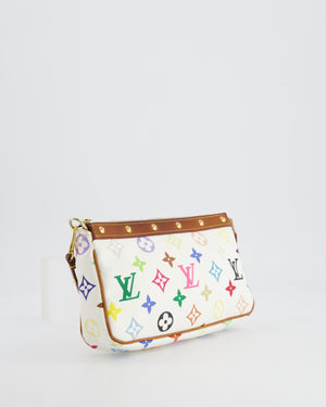 *FIRE PRICE* Louis Vuitton Takashi Murakami White and Multicolour Monogram Pochette Bag