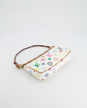 *FIRE PRICE* Louis Vuitton Takashi Murakami White and Multicolour Monogram Pochette Bag