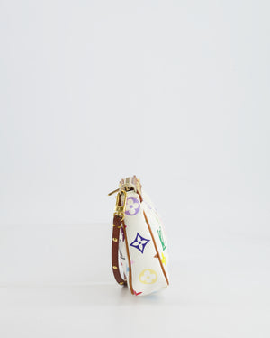 *FIRE PRICE* Louis Vuitton Takashi Murakami White and Multicolour Monogram Pochette Bag