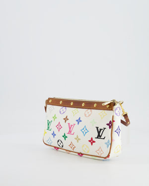 *FIRE PRICE* Louis Vuitton Takashi Murakami White and Multicolour Monogram Pochette Bag