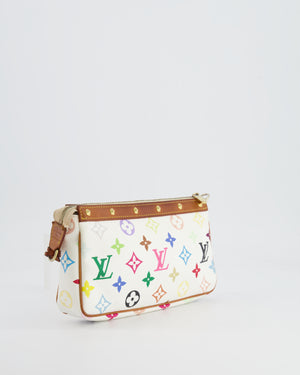 *FIRE PRICE* Louis Vuitton Takashi Murakami White and Multicolour Monogram Pochette Bag