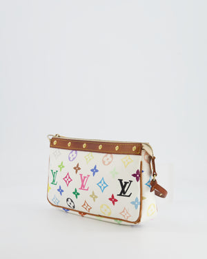 *FIRE PRICE* Louis Vuitton Takashi Murakami White and Multicolour Monogram Pochette Bag