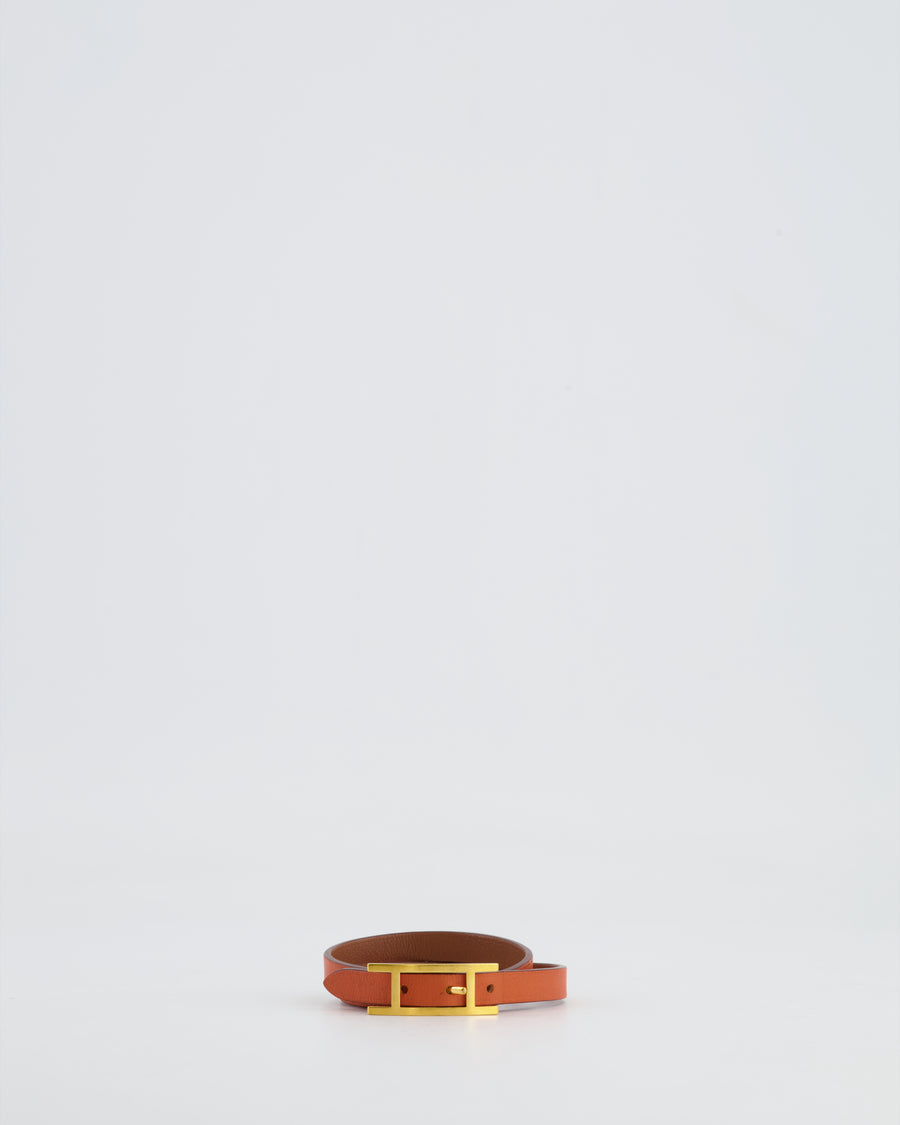 Hermès Behapi Double Tour Bracelet in Orange with Gold Hardware Size M