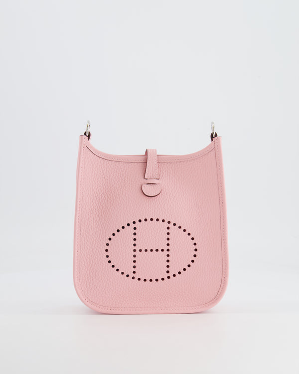 *HOT* Hermès Mini Evelyne Bag in Rose Sakura Clemence Leather with Palladium Hardware