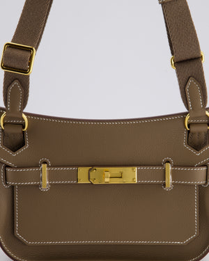 *RARE* Hermès Mini Jypsiere Crossbody Bag in Etoupe Evercolor Leather with Gold Hardware