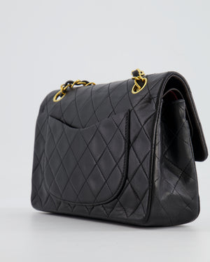 Chanel Black Vintage Classic Small Double Flap Bag in Lambskin Leather with 24K Gold Hardware