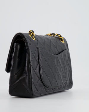 Chanel Black Vintage Classic Small Double Flap Bag in Lambskin Leather with 24K Gold Hardware