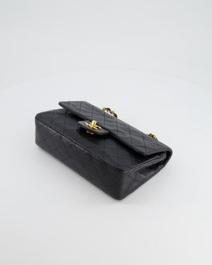 Chanel Black Vintage Classic Small Double Flap Bag in Lambskin Leather with 24K Gold Hardware