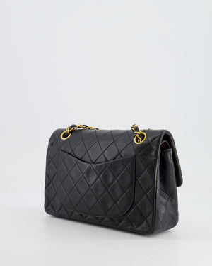 Chanel Black Vintage Classic Small Double Flap Bag in Lambskin Leather with 24K Gold Hardware