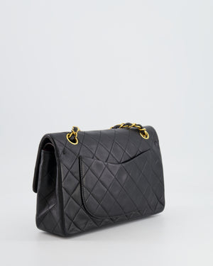 Chanel Black Vintage Classic Small Double Flap Bag in Lambskin Leather with 24K Gold Hardware