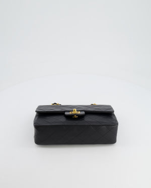 Chanel Black Vintage Classic Small Double Flap Bag in Lambskin Leather with 24K Gold Hardware